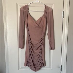 Elegant Mauve Long Sleeve Dress